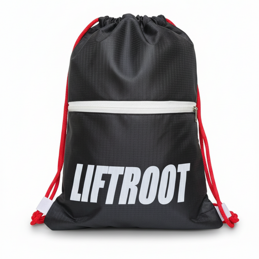 LIFTROOT Gym Drawstring Bag with Zipper Pocket – Lightweight, Water-Resistant Sports Backpack
