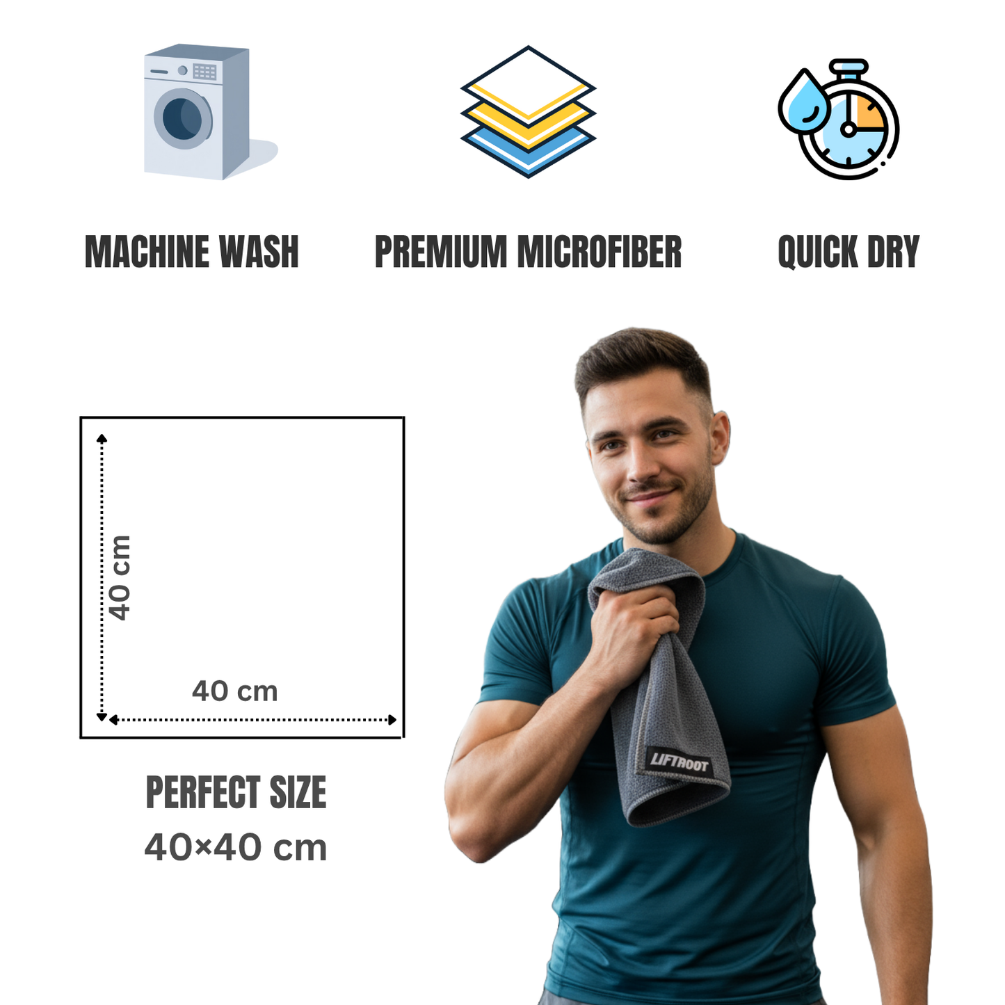 LIFTROOT 420 GSM Microfiber Gym Towel – Quick Dry & Ultra Soft