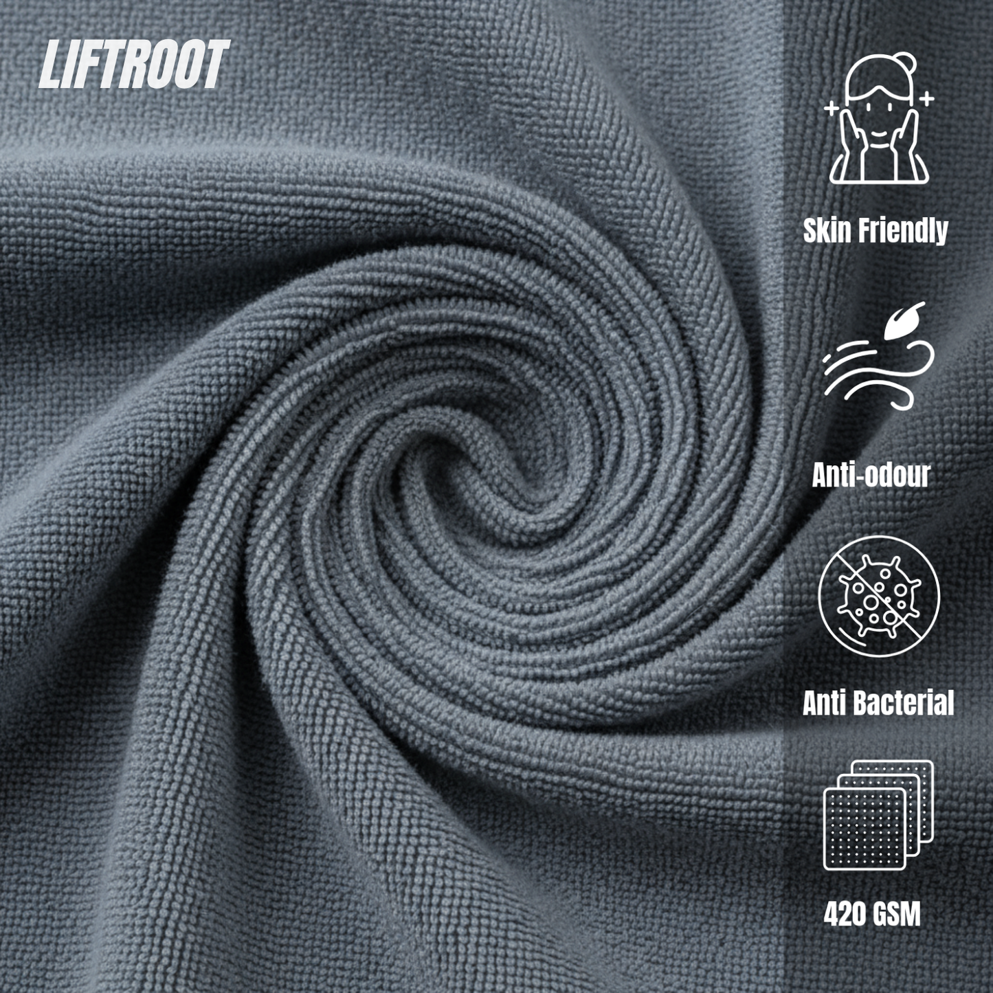 LIFTROOT 420 GSM Microfiber Gym Towel – Quick Dry & Ultra Soft