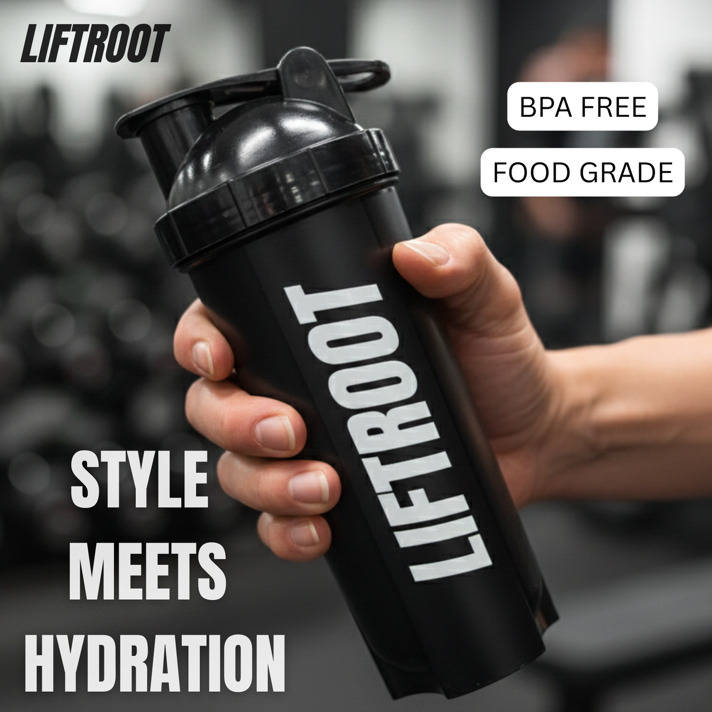 LIFTROOT 750ml Protein Shaker Bottle | BPA-Free Leak-Proof Gym Shaker