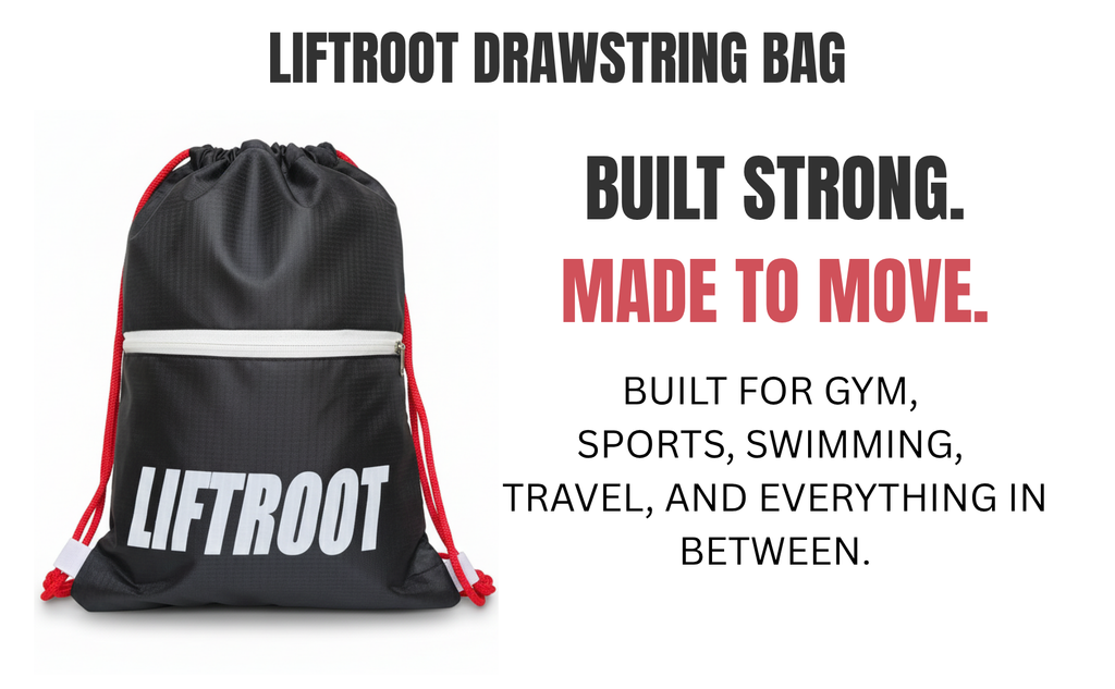 LIFTROOT Gym Drawstring Bag with Zipper Pocket – Lightweight, Water-Resistant Sports Backpack 8 LIFTROOT Drawstring Bag A
