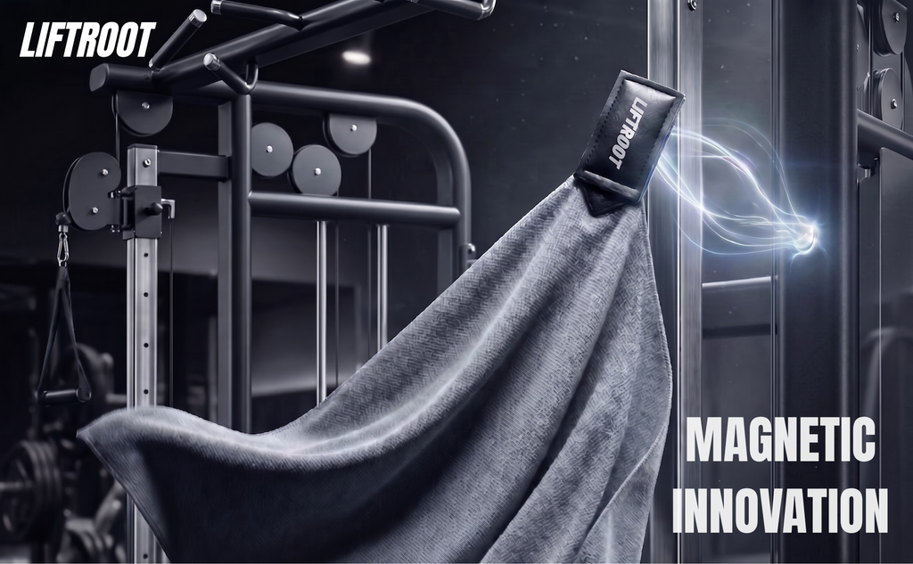 LIFTROOT Magnetic Microfiber Gym Towel – Stick Anywhere. Film Every Rep. 8 LIFTROOT Magnetic Gym Towel