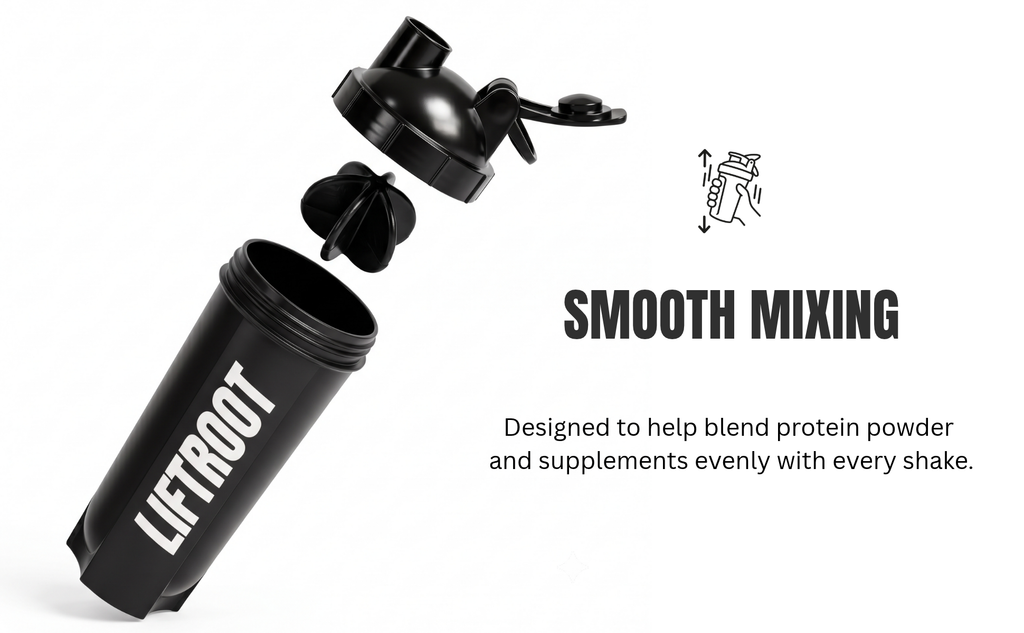 LIFTROOT 750ml Protein Shaker Bottle | BPA-Free Leak-Proof Gym Shaker 7 LIFTROOT Protein Shaker Smooth Mixing