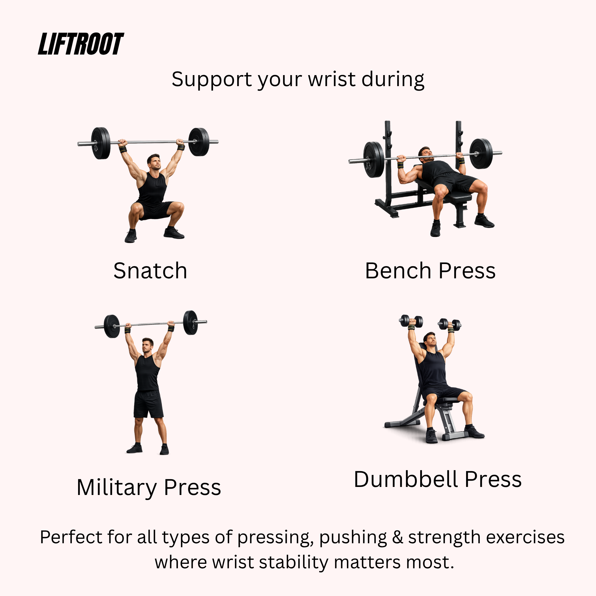 LIFTROOT Wrist Wrap - Gym Wrist Wraps for Weightlifting & Wrist Support 6 LIFTROOT Wrist Wrap - Gym Wrist Wraps for Weightlifting & Wrist Support - Image 6