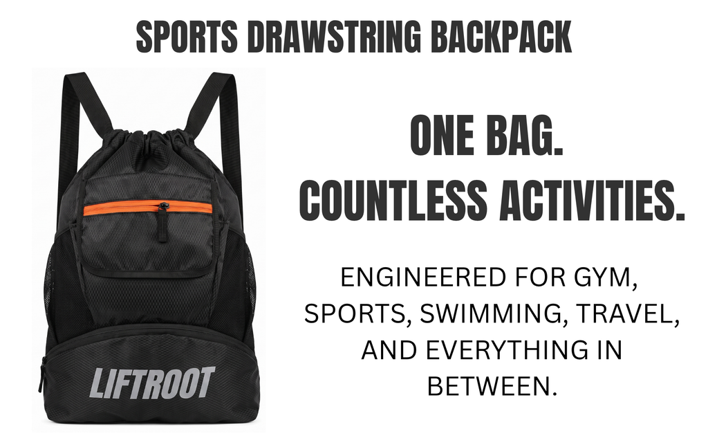 Sports Drawstring Bag with Shoe Compartment for Men & Women, 22L Waterproof Backpack 10 LIFTROOT Drawstring Backpack